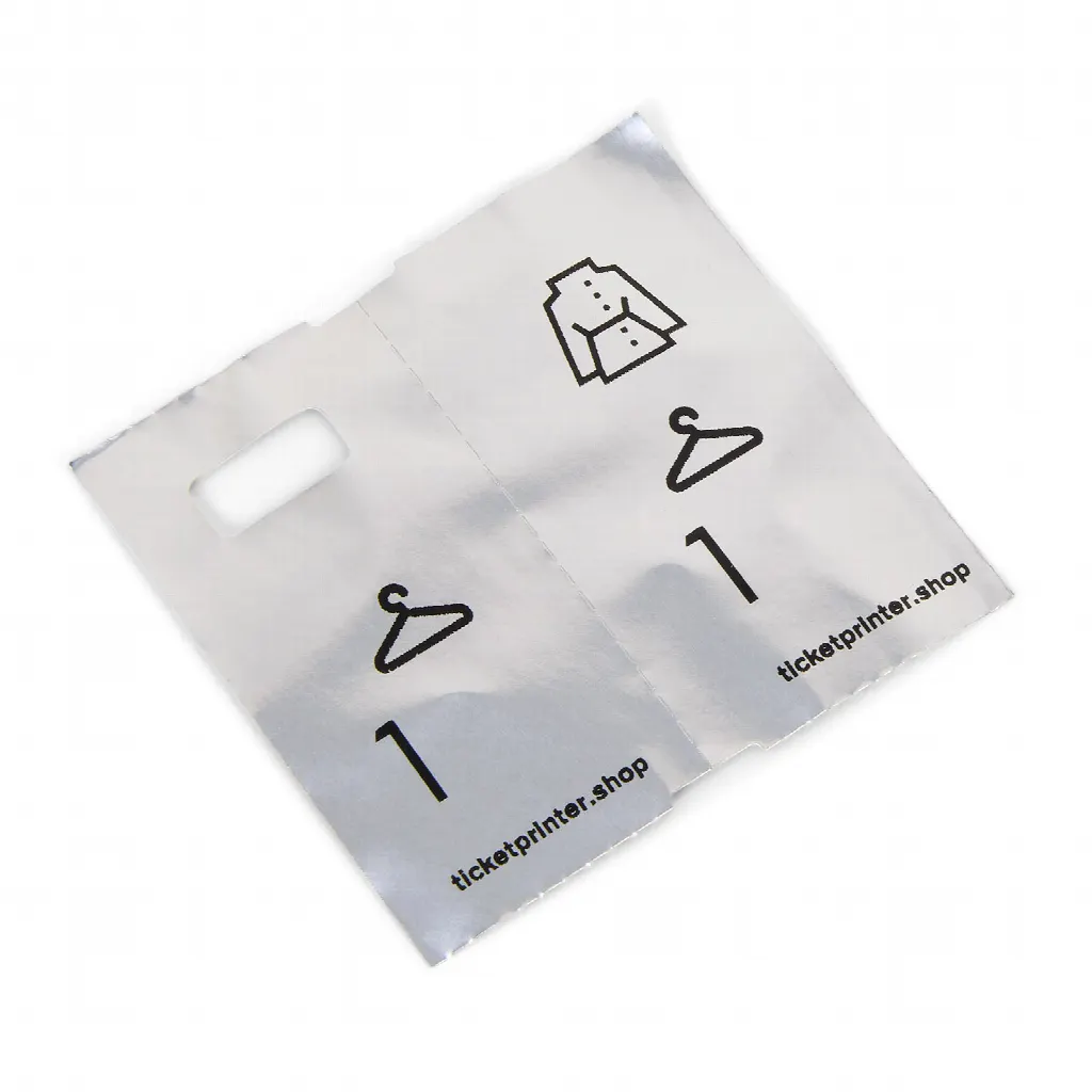 1000 pre-printed cloakroom tickets, mirror silver