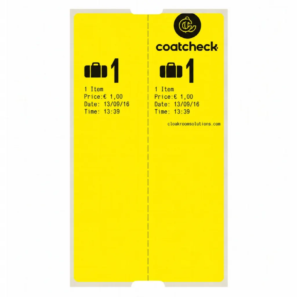 CoatCheck Gepäckanhänger, 14 x 160 Tickets, gelb