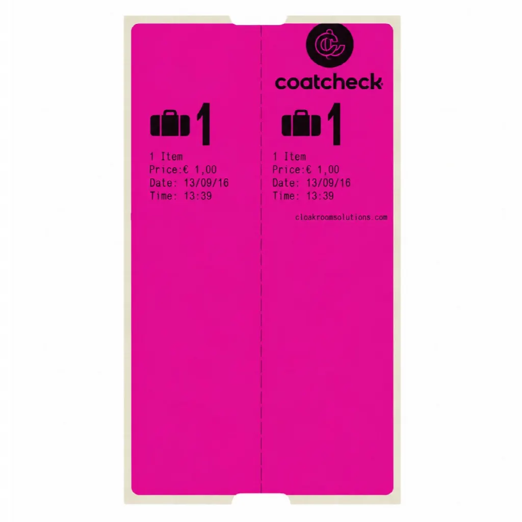 CoatCheck Gepäckanhänger, 14 x 160 Tickets, rosa