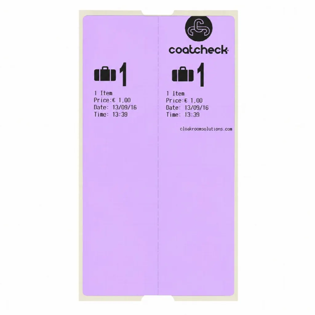 CoatCheck Gepäckanhänger, 14 x 160 Tickets, lila