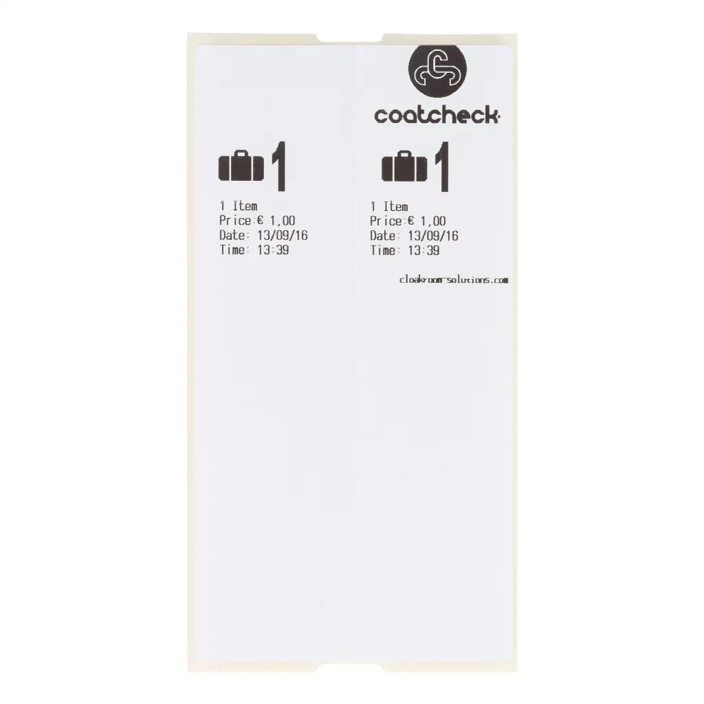 CoatCheck Gepäckanhänger, 14 x 160 Tickets, weiß