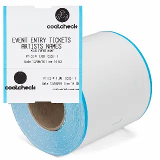 CoatCheck-Rolle, Eintrittskarten mit Kontrollstreifen, 14 x 260 Tickets, weiß/blau